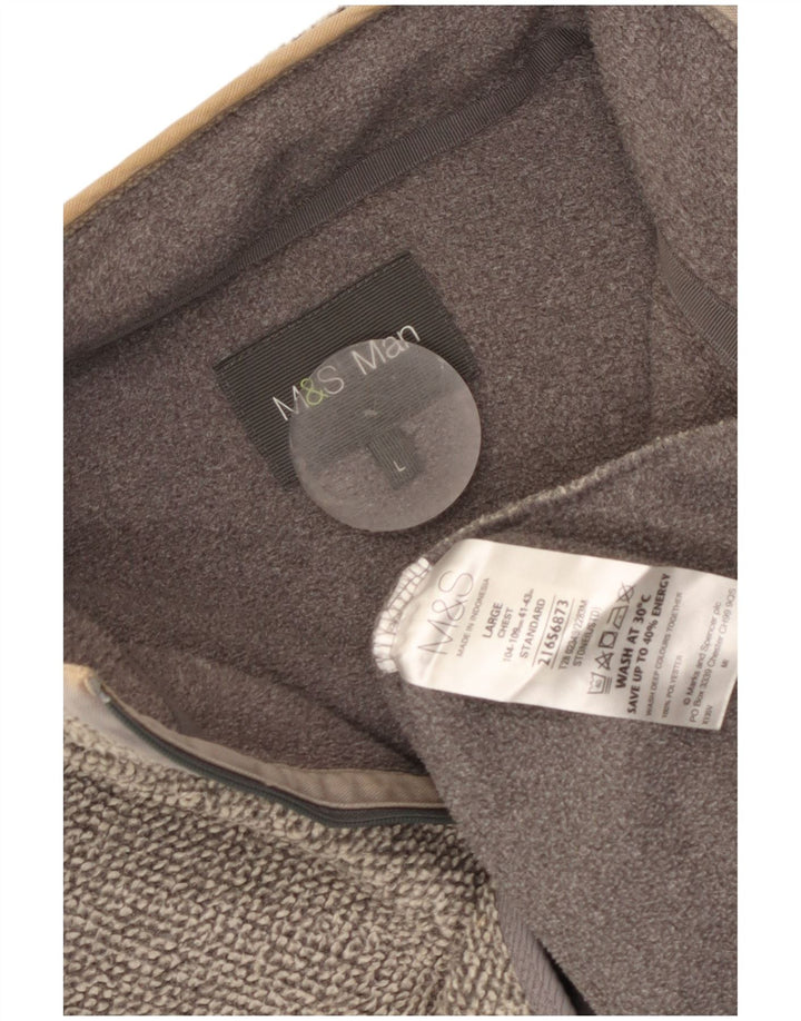 Marks & Spencer Felpa con collo con zip da uomo Maglione grande poliestere grigio