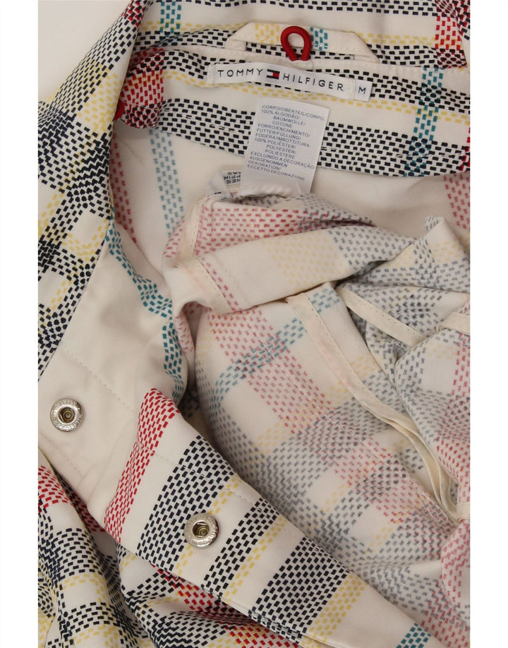 TOMMY HILFIGER Cappotto da donna UK 14 Cotone a quadri bianco sporco medio