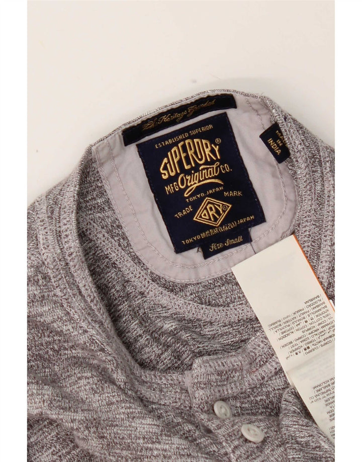 Top da uomo a maniche lunghe Superdry in cotone chiazzato grigio piccolo
