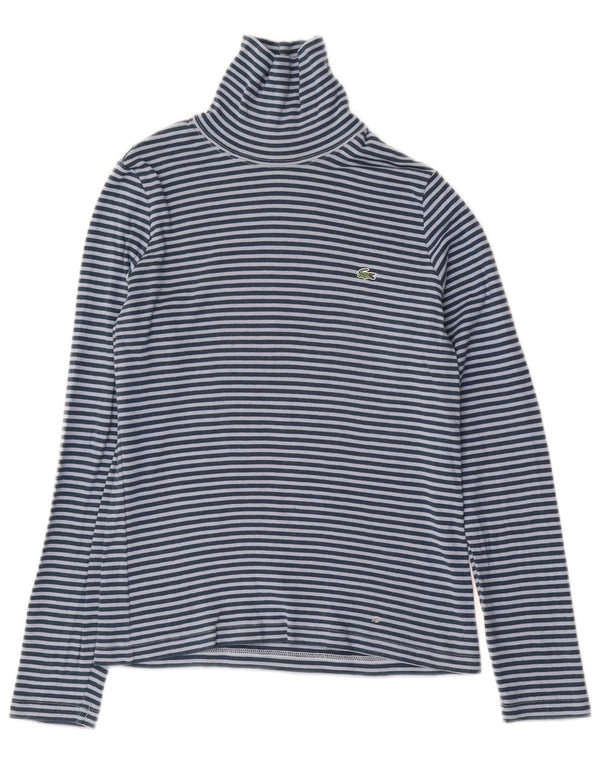 LACOSTE Top da donna manica lunga taglia 38 cotone a righe blu medio