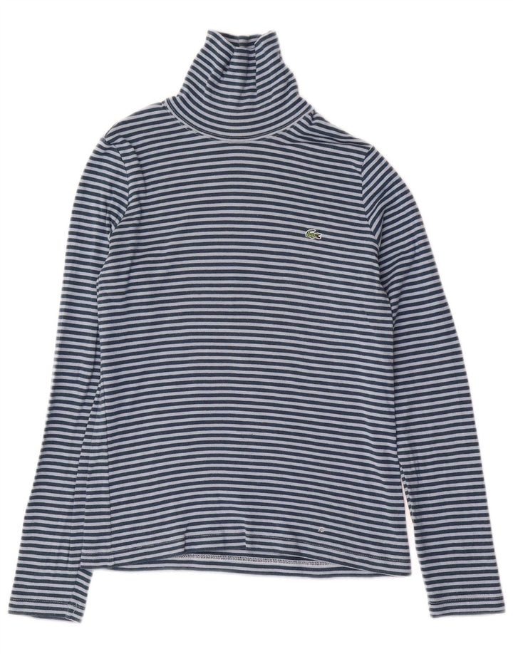 LACOSTE Top da donna manica lunga taglia 38 cotone a righe blu medio