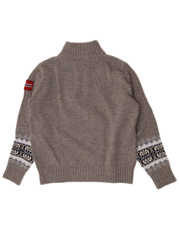 Maglione da uomo con collo a zip geografica Napapijri grigio medio Fair Isle