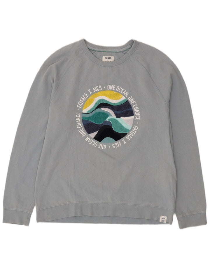 Felpa grafica da uomo Fat Face Felpa in cotone blu medio