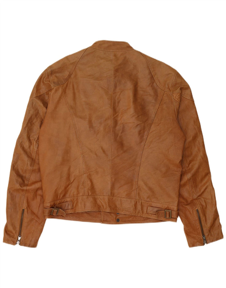 Giacca in pelle vintage da uomo UK 38 in pelle marrone medio
