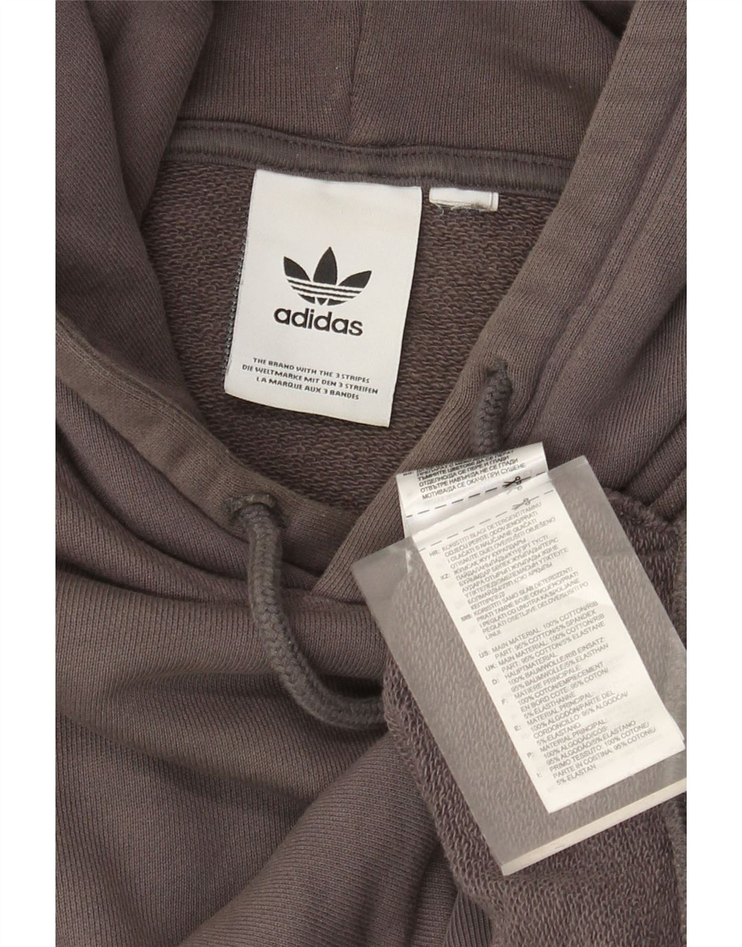 Felpa con cappuccio da uomo Adidas in cotone grigio medio