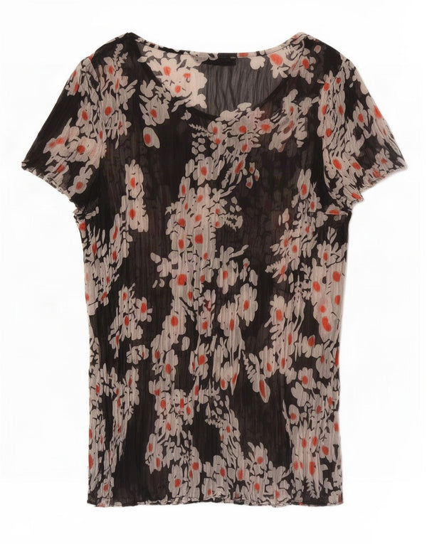 Top in camicetta trasparente da donna Marks & Spencer UK 16 grande floreale nero