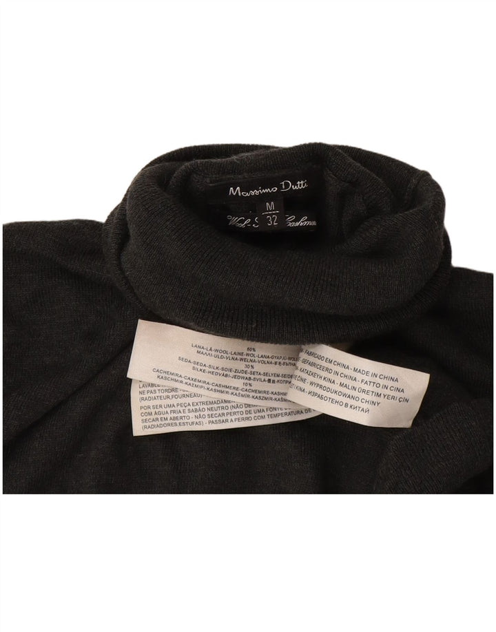 Maglione maglione da donna a collo alto Massimo Dutti UK 12 Lana grigio medio