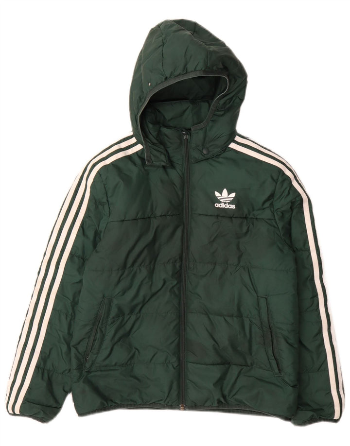 Giacca imbottita con cappuccio Adidas da ragazzo 10-11 anni in poliestere verde