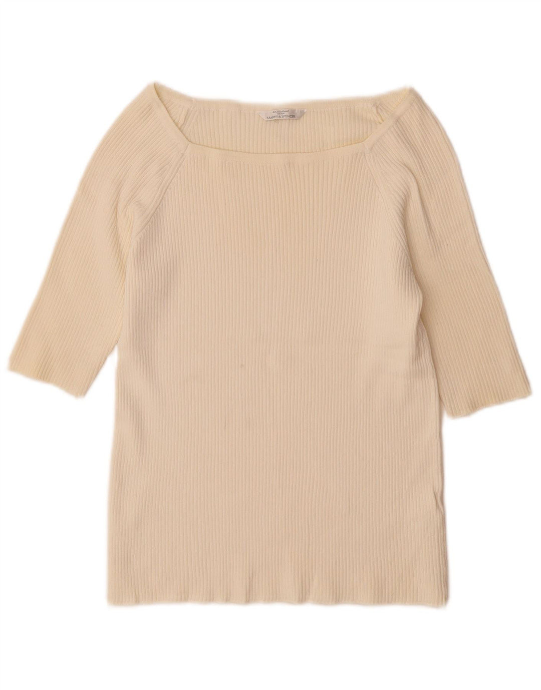 Maglione maglione con maniche a 3/4 da donna Marks & Spencer UK 14 grande bianco