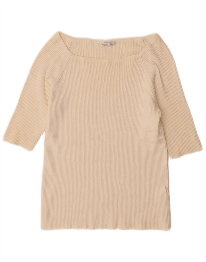 Maglione maglione con maniche a 3/4 da donna Marks & Spencer UK 14 grande bianco