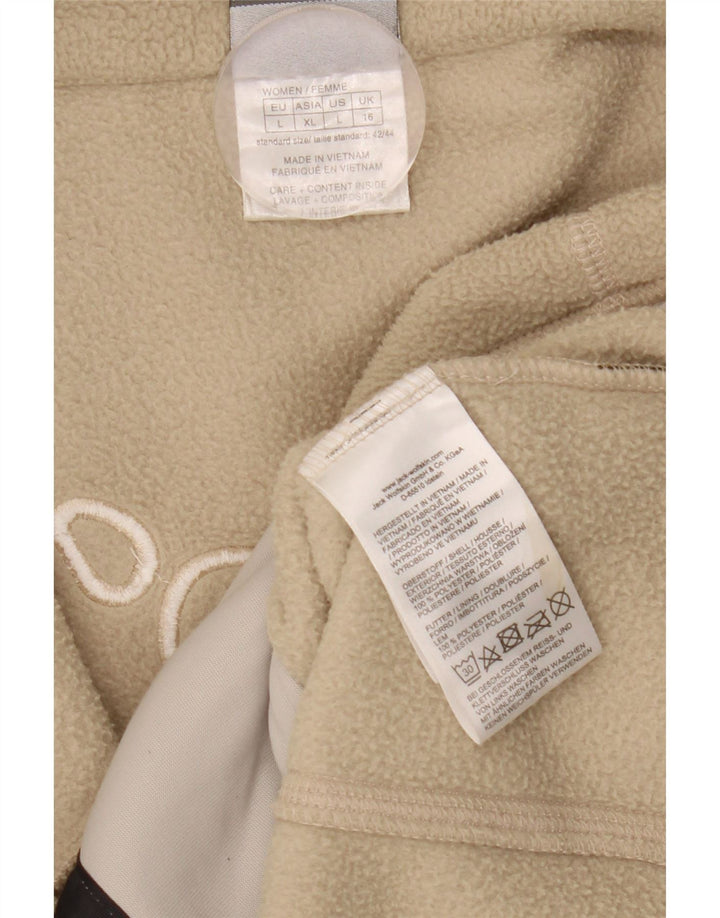 Giacca in pile con fodera grafica da donna Jack Wolfskin UK 16 Large Beige