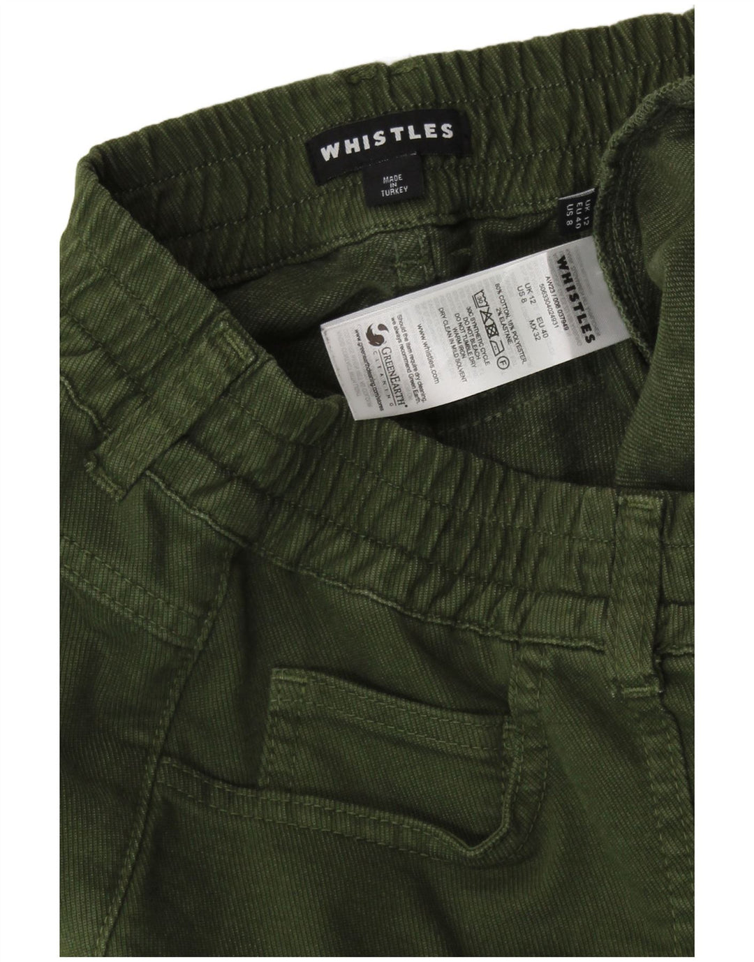Jeans da donna a vita alta vestibilità ampia WHISTLES UK 12 medio W30 L26 verde