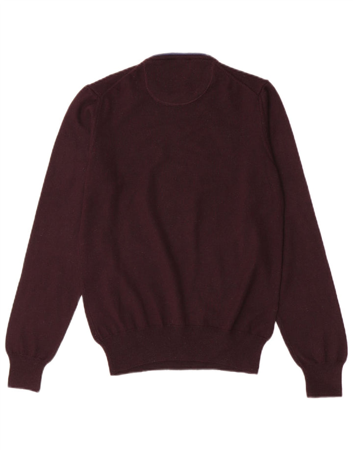 Maglione maglione girocollo da uomo Brooksfield IT 46 piccolo marrone rossiccio in lana vergine