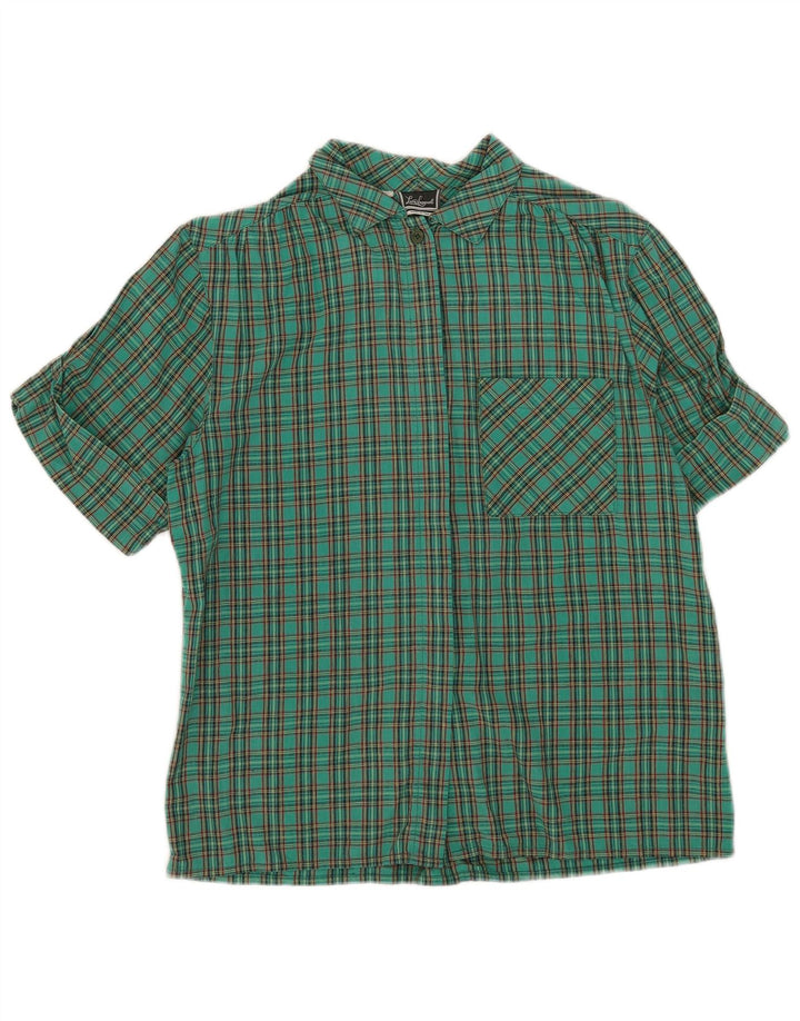 Camicia Donna Manica Corta Luisa Spagnoli IT 44 Cotone Check Verde Medio