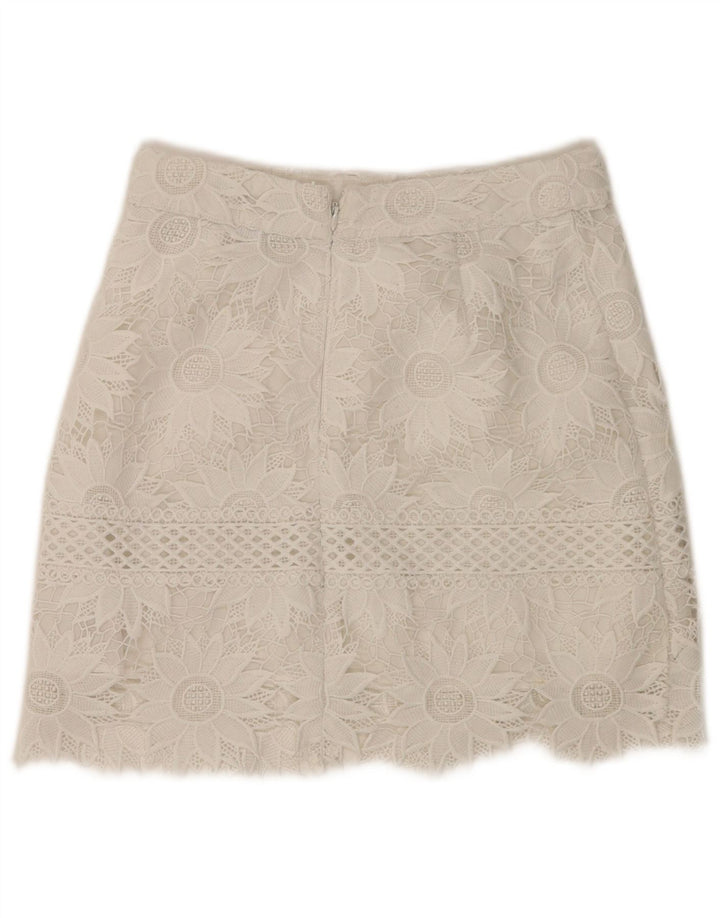 Minigonna da donna Topshop UK 8 piccola W28 poliestere floreale bianco