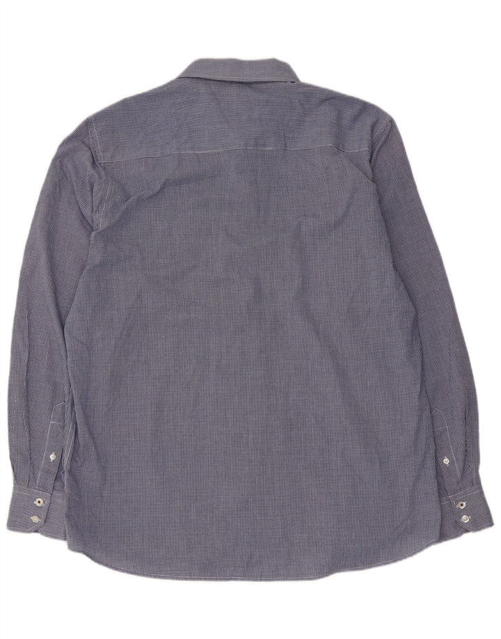 PIERRE CARDIN Camicia da uomo vestibilità regolare 2XL Poliestere a quadretti blu