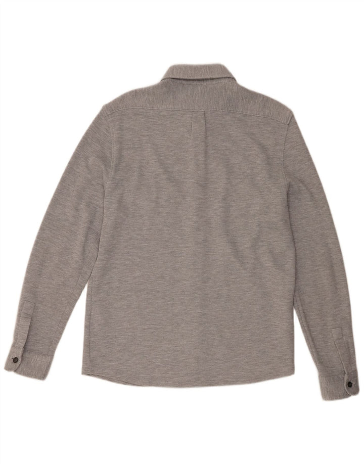 Camicia da uomo Reiss grande in cotone chiazzato grigio