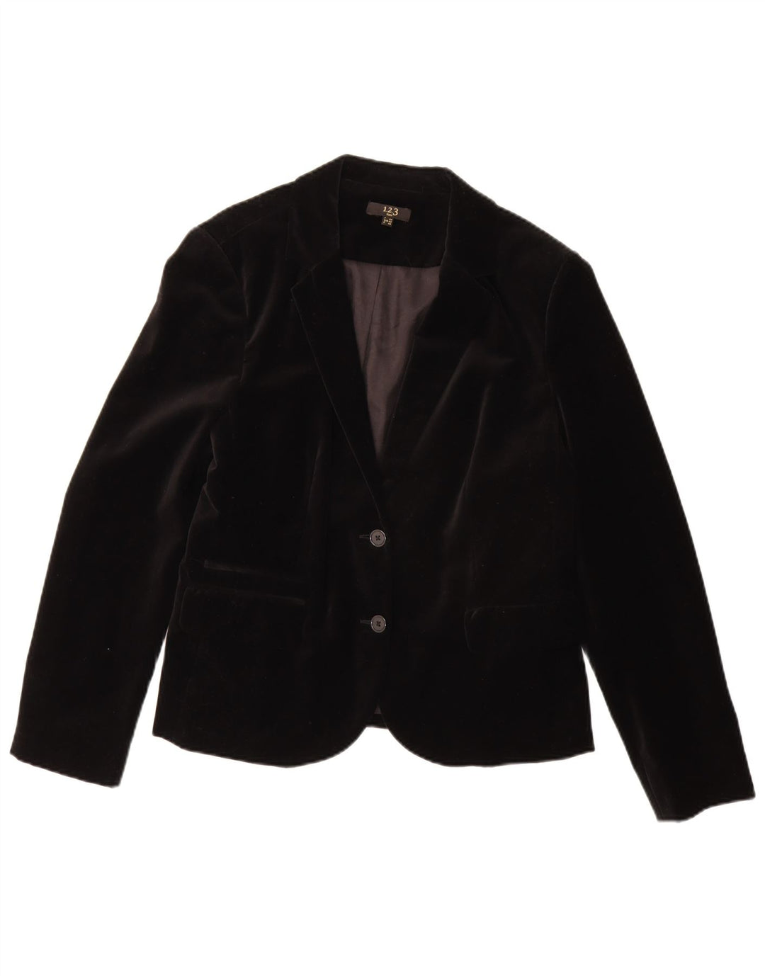 1.2.3 Giacca blazer a 2 bottoni in velluto da donna PARIS EU 44 cotone nero medio