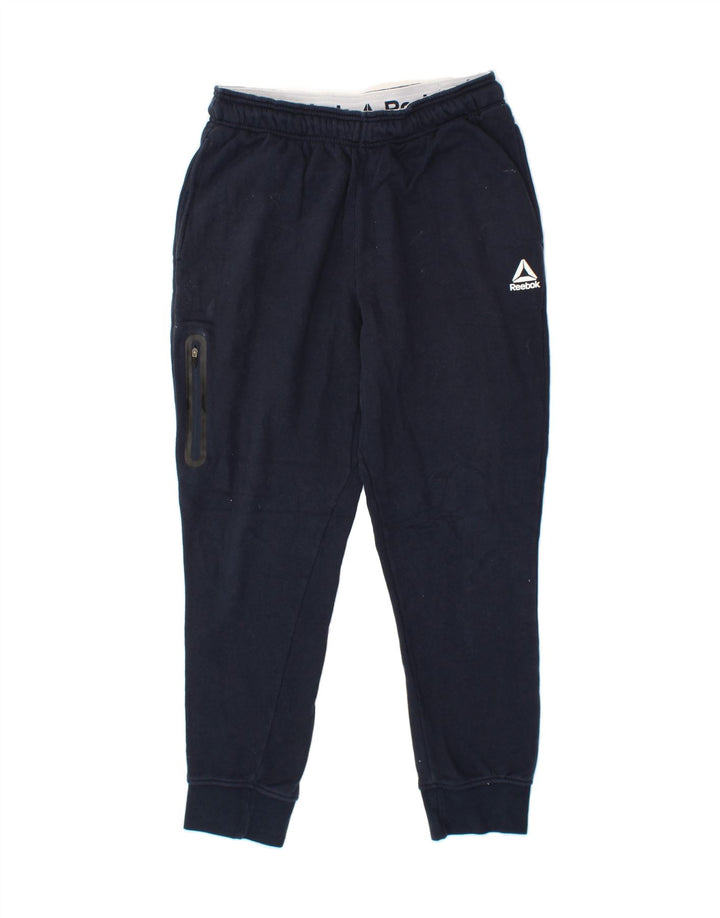 REEBOK Mens Tracksuit Trousers Joggers Medium  Navy Blue Cotton Vintage Reebok and Second-Hand Reebok from Messina Hembry 