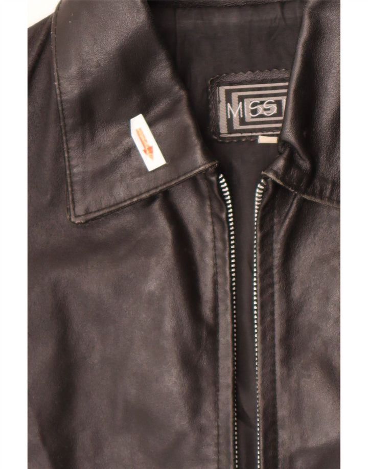 Giacca in pelle da donna vintage UK 14 in pelle nera media