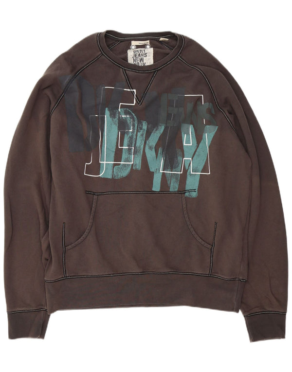 Felpa grafica da uomo Dkny Maglione XL Cotone grigio