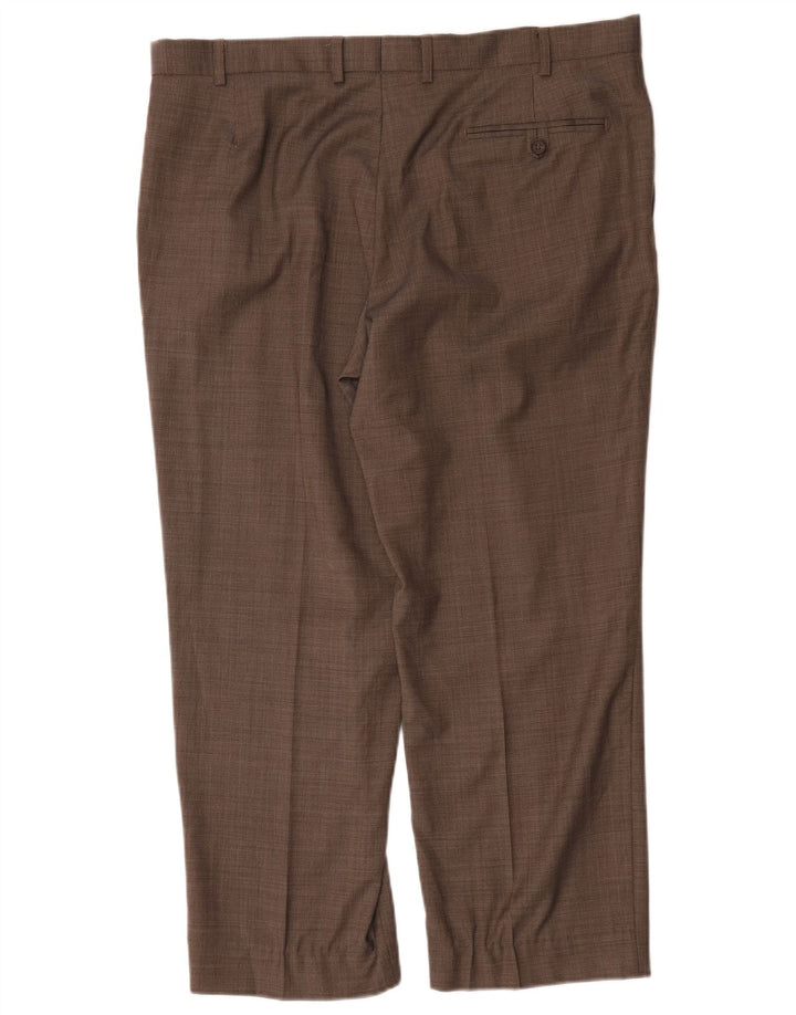 Pantaloni da abito dritti da uomo Marks & Spencer W38 L29 Lana marrone