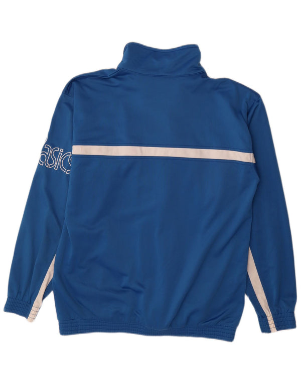 Giacca da ginnastica grafica da uomo Asics, giacca in poliestere color block blu medio