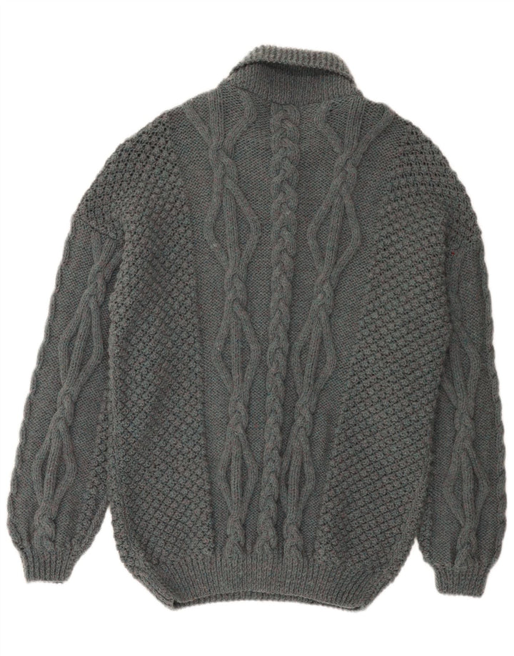 Maglione vintage da uomo con collo alto, grande grigio
