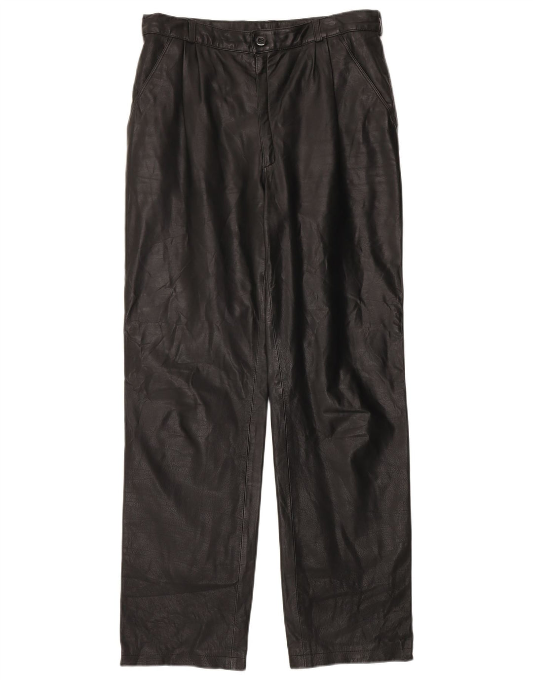 Pantaloni dritti in pelle da uomo VINTAGE IT 48 Medio W32 L31 Nero