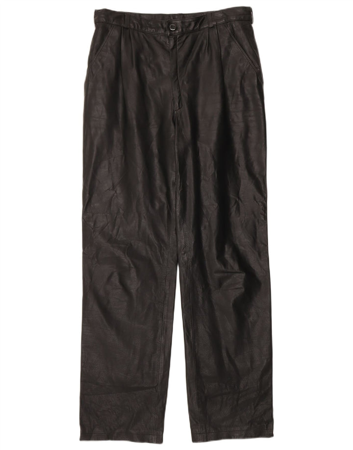 Pantaloni dritti in pelle da uomo VINTAGE IT 48 Medio W32 L31 Nero