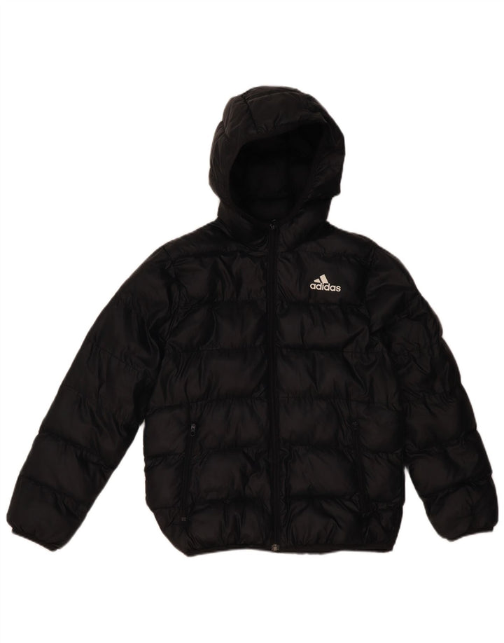 Giacca imbottita con cappuccio Adidas da ragazzo 11-12 anni in poliestere nero