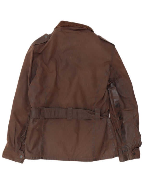 Giacca cerata oversize militare da donna Crane UK 10 piccola marrone