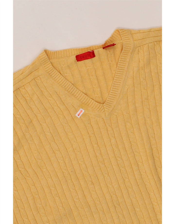 IZOD Mens V-Neck Jumper Sweater Large Yellow Cotton Vintage Izod and Second-Hand Izod from Messina Hembry 