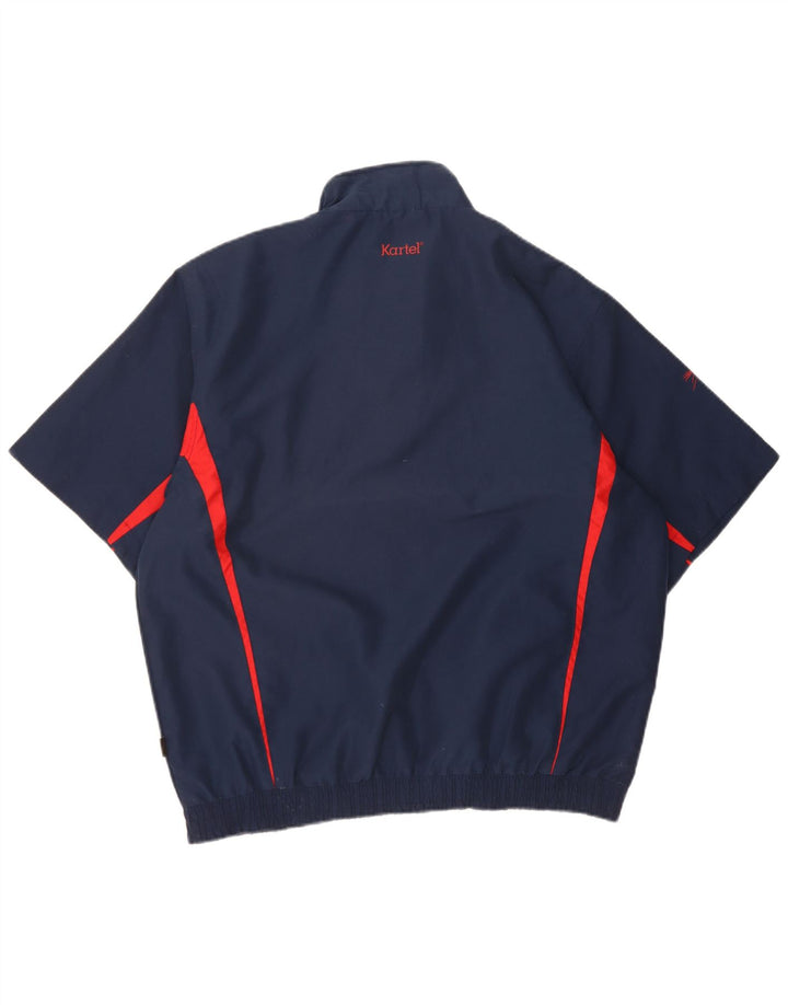 KARTEL Mens Short Sleeve Zip Neck Pullover Tracksuit Top Large Navy Blue