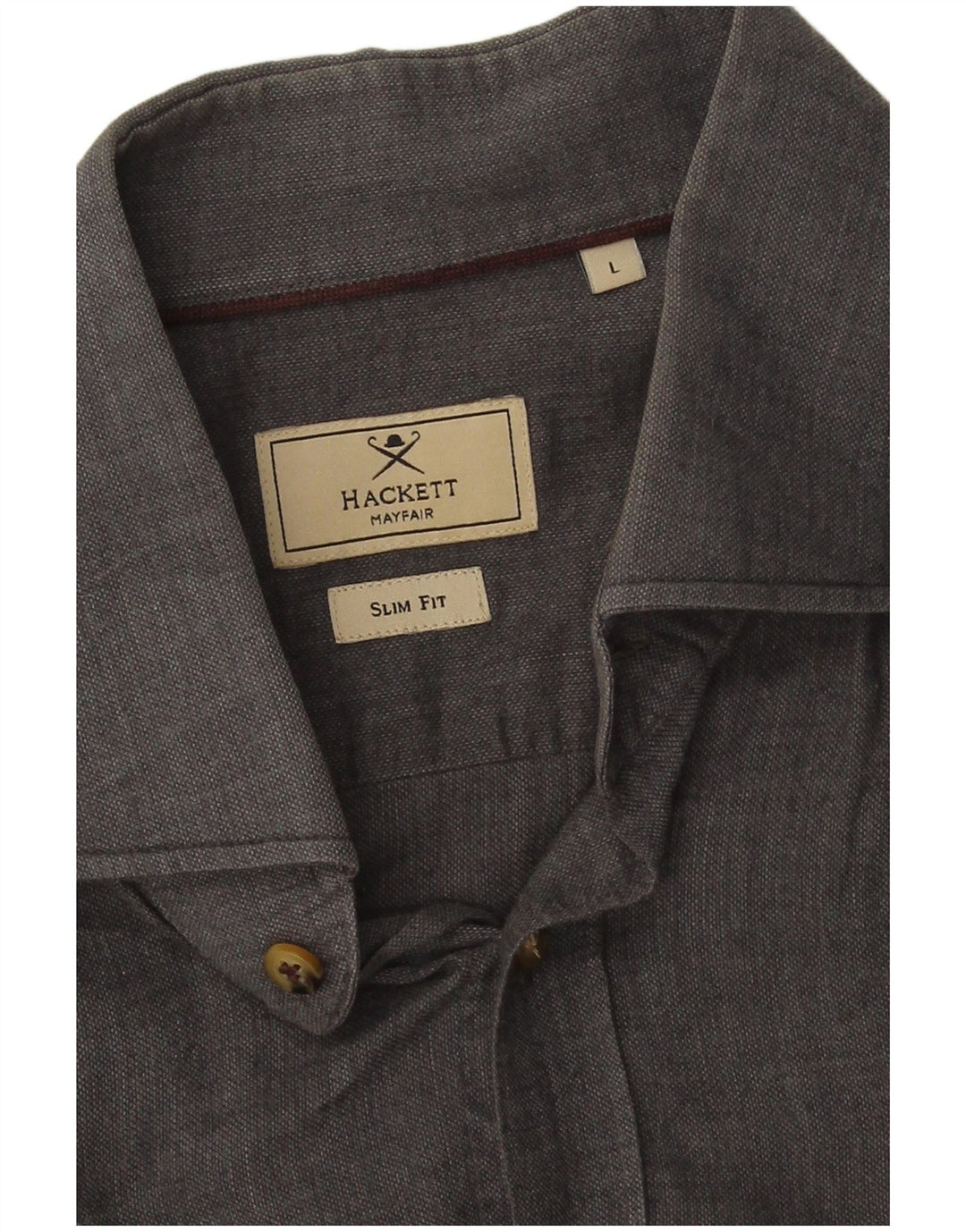 Camicia Hackett da uomo slim fit grande in cotone grigio