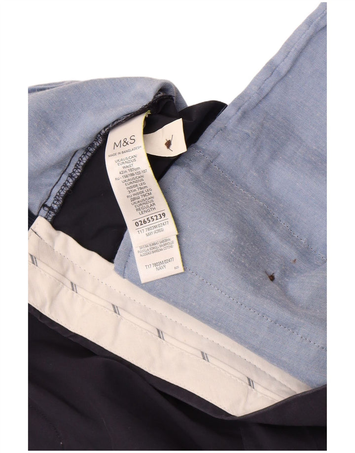 Pantaloncini chino da uomo Marks & Spencer W42 2XL cotone blu navy