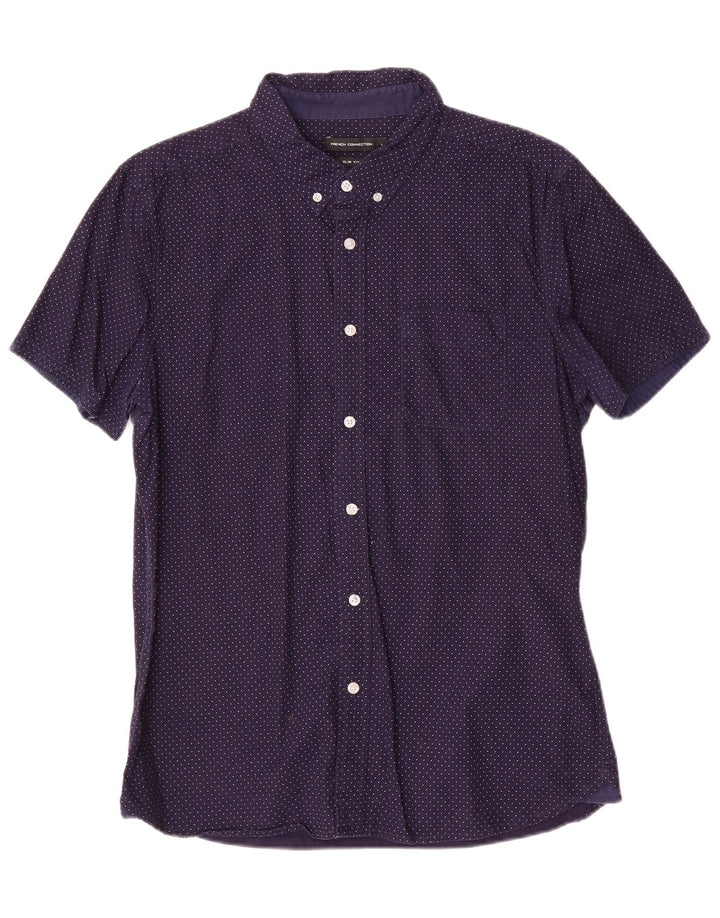 Camicia slim fit da uomo French Connection grande cotone maculato blu navy