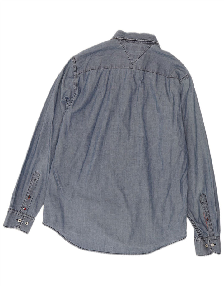 TOMMY HILFIGER Camicia da uomo New York Fit in cotone blu medio