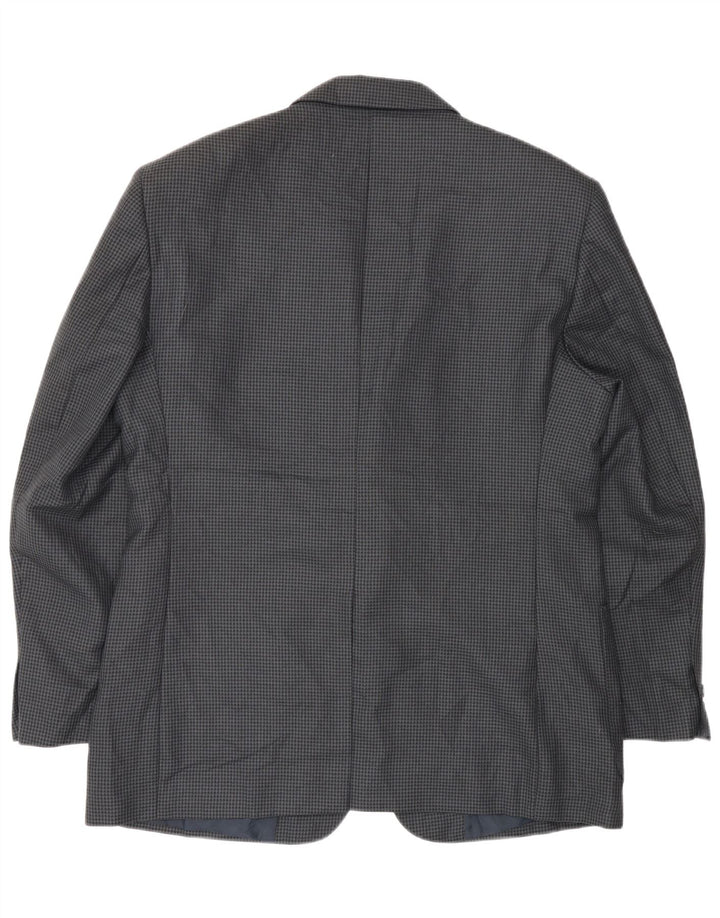 Giacca blazer da uomo a 2 bottoni Farah UK 40 grande lana pied de poule blu navy