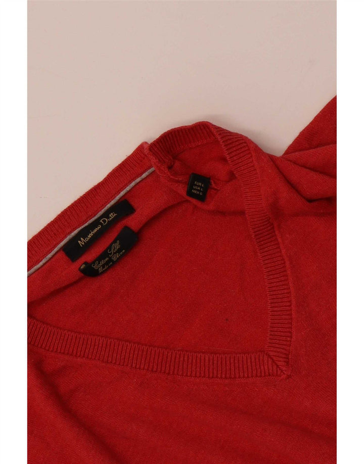 Maglione da uomo con scollo a V Massimo Dutti grande cotone rosso