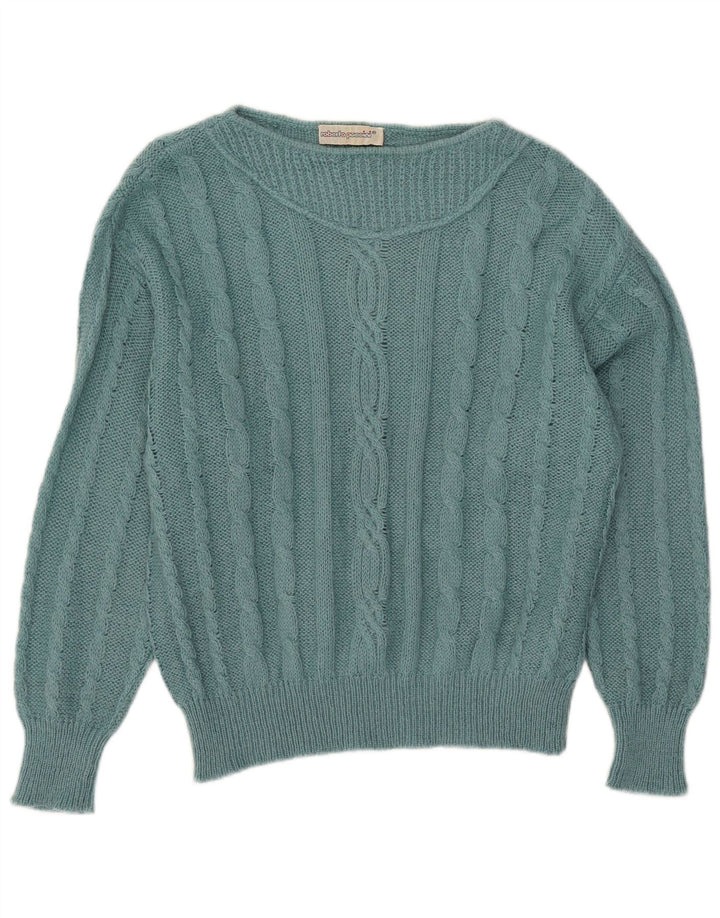 Roberta Puccini Maglione da donna con scollo a barca IT 46 Large Acrilico blu