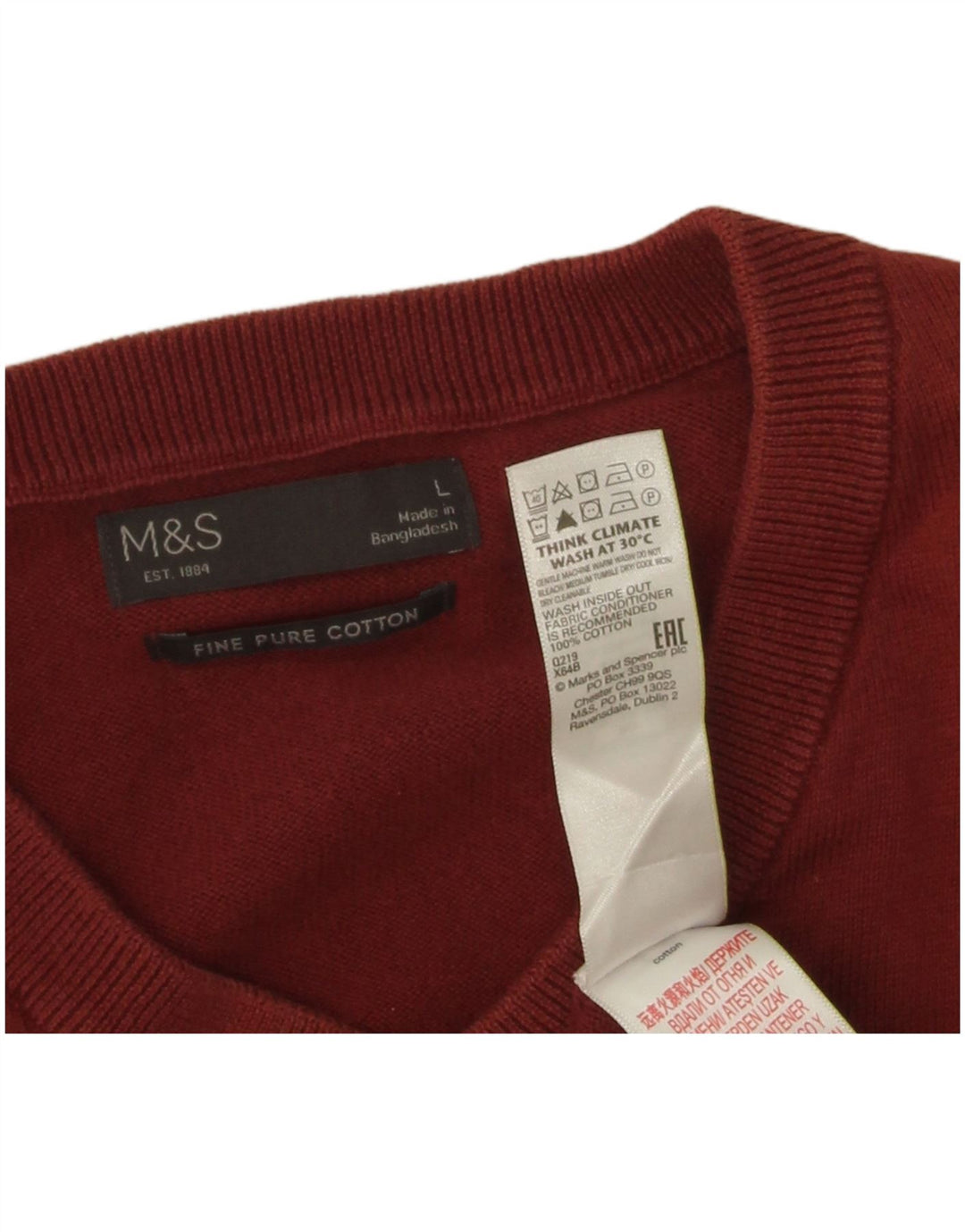 Maglione da uomo con scollo a V Marks & Spencer grande in cotone marrone