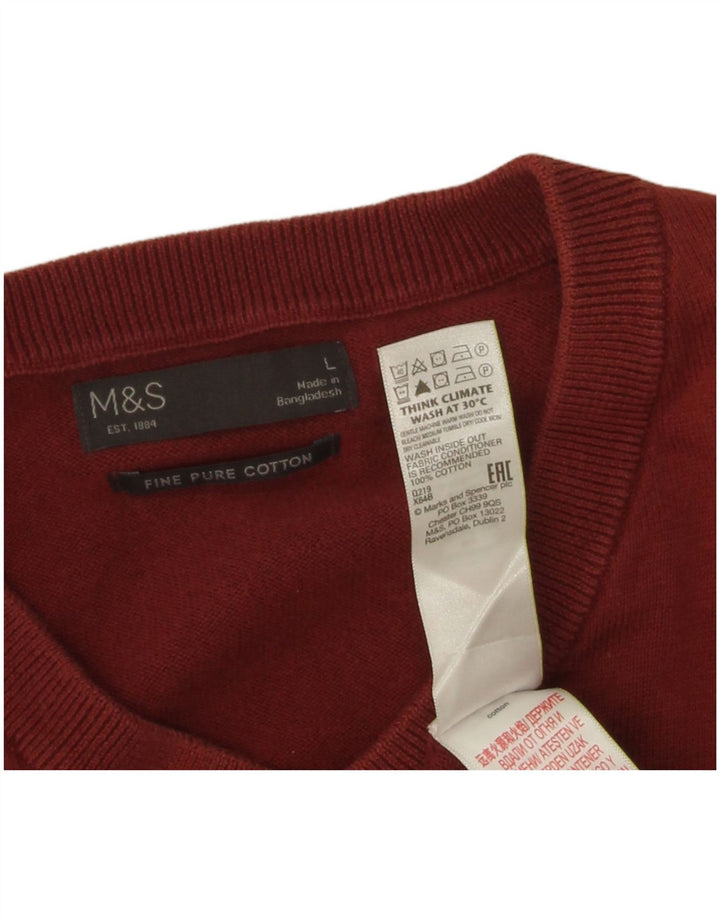 Maglione da uomo con scollo a V Marks & Spencer grande in cotone marrone