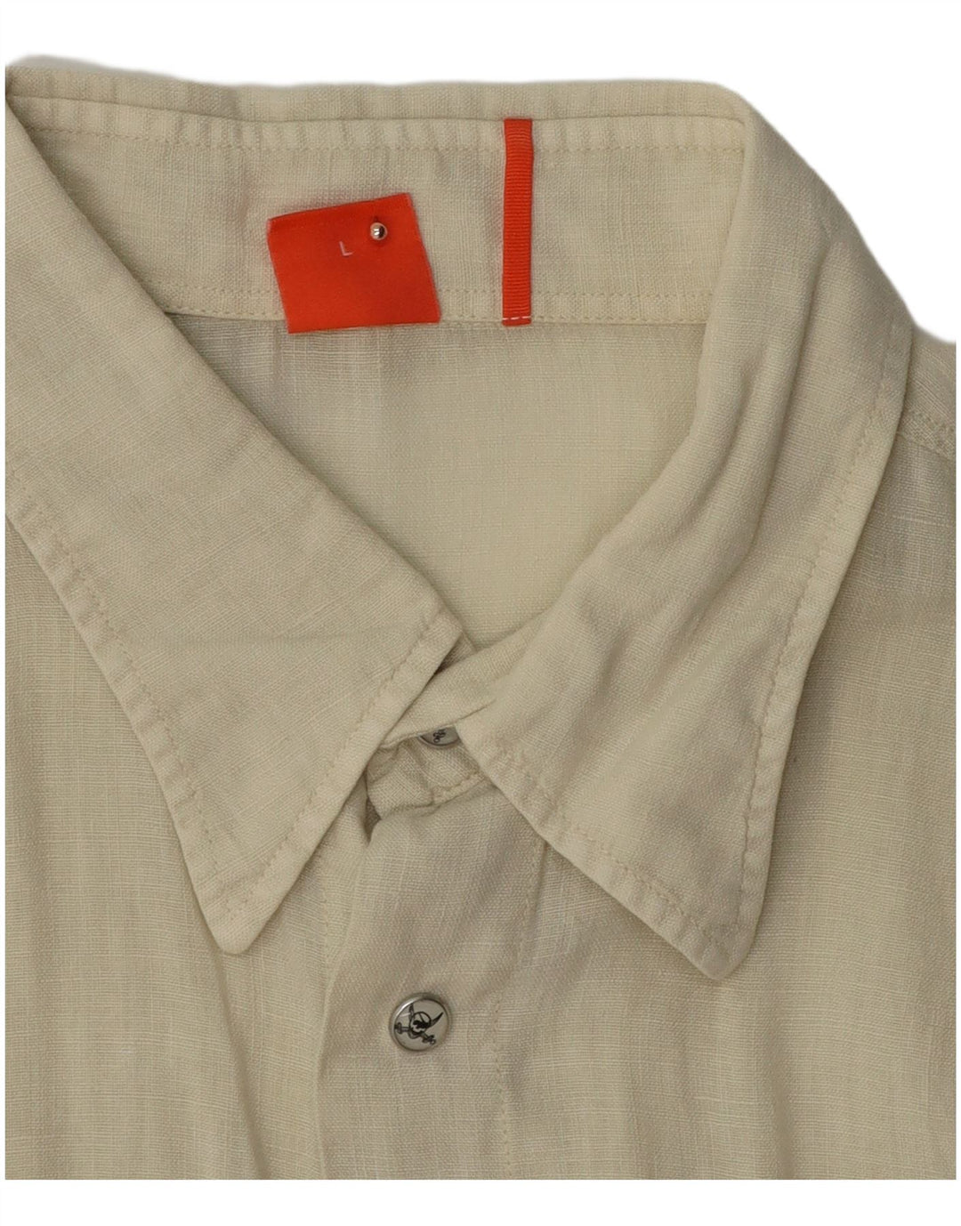 HUGO BOSS Mens Short Sleeve Shirt Large Green Linen