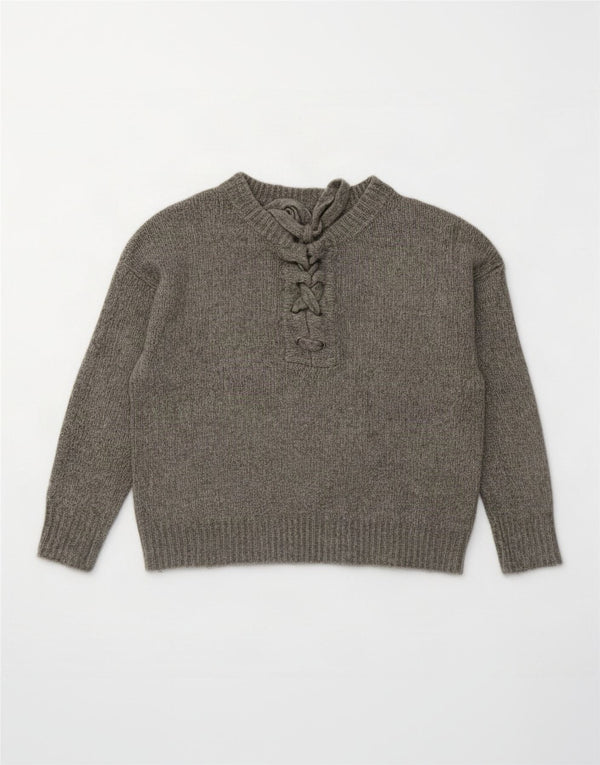 Maglione girocollo oversize da donna Zara UK 10 piccolo acrilico grigio