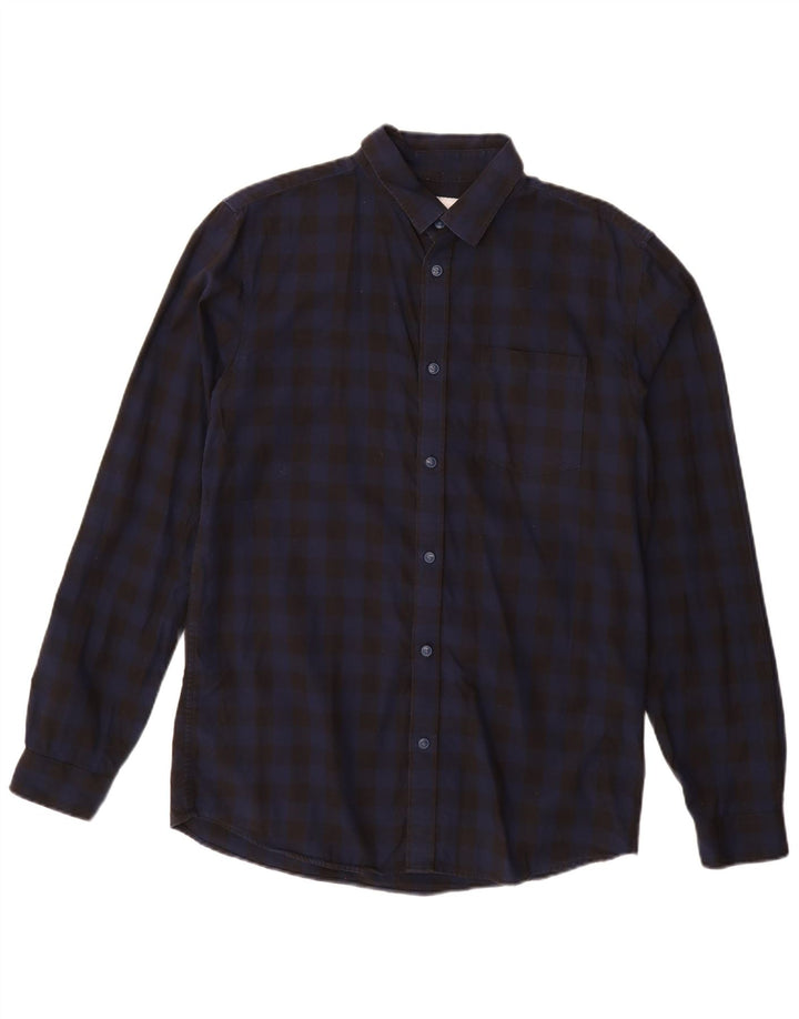 JACK & JONES Camicia slim fit da uomo grande in cotone a quadretti nero