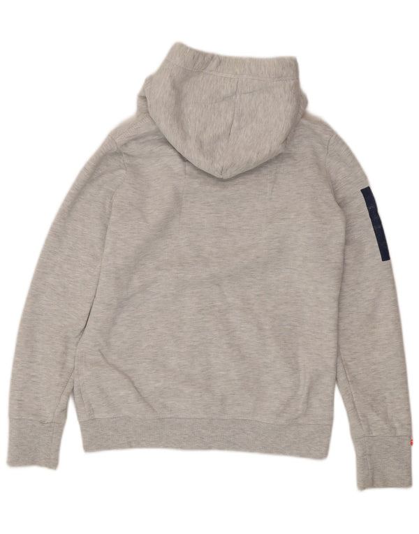 Maglione con cappuccio e zip grafica da donna Superdry UK 14 grande cotone grigio
