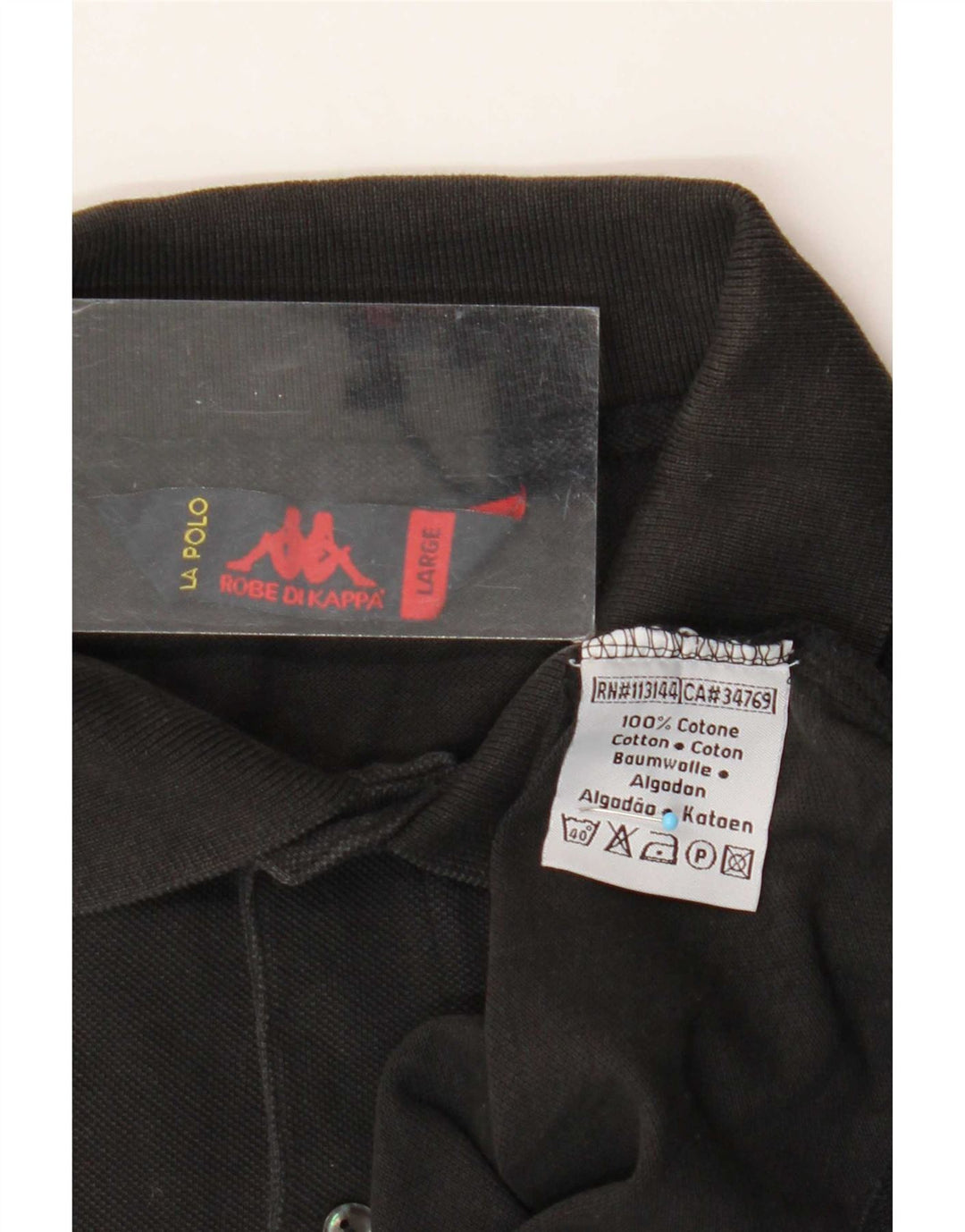 Polo Kappa Uomo Large Nera In Cotone