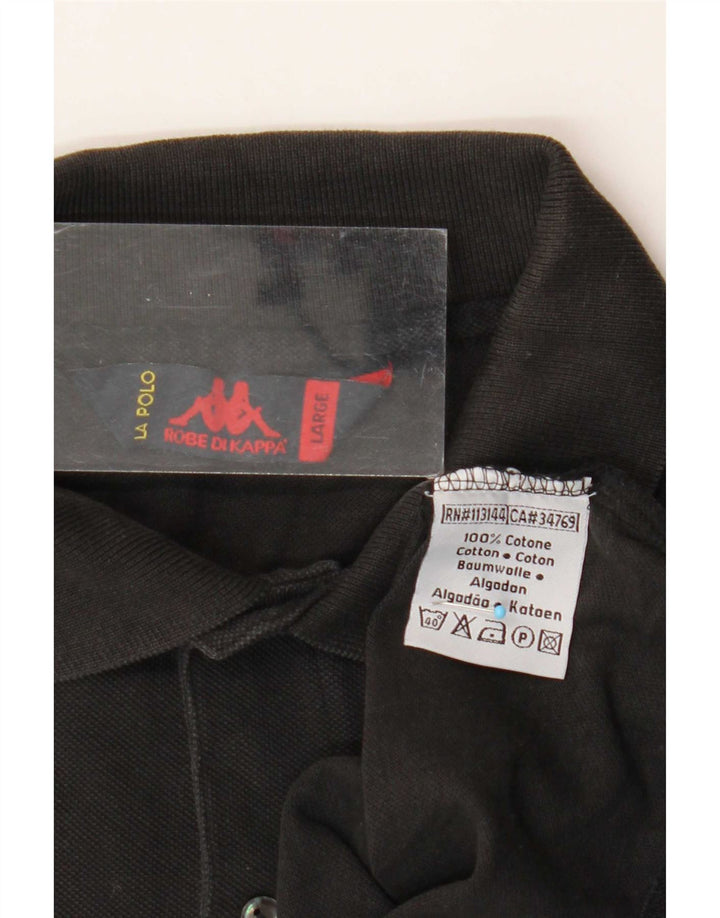 Polo Kappa Uomo Large Nera In Cotone