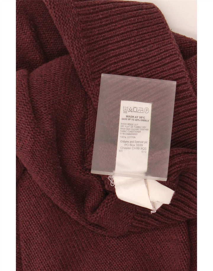 Maglione da uomo Marks & Spencer con collo a scialle in cotone bordeaux medio